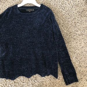 Cozy Chenille Sweater with Scalloped Bottom, Small